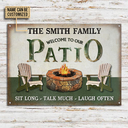 Personalized Patio Grilling Sit Long Custom Classic Metal Signs