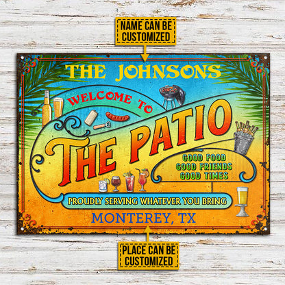 Personalized Patio Grilling Summer Good Food Good Friends Custom Classic Metal Signs