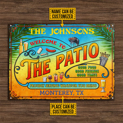 Personalized Patio Grilling Summer Good Food Good Friends Custom Classic Metal Signs