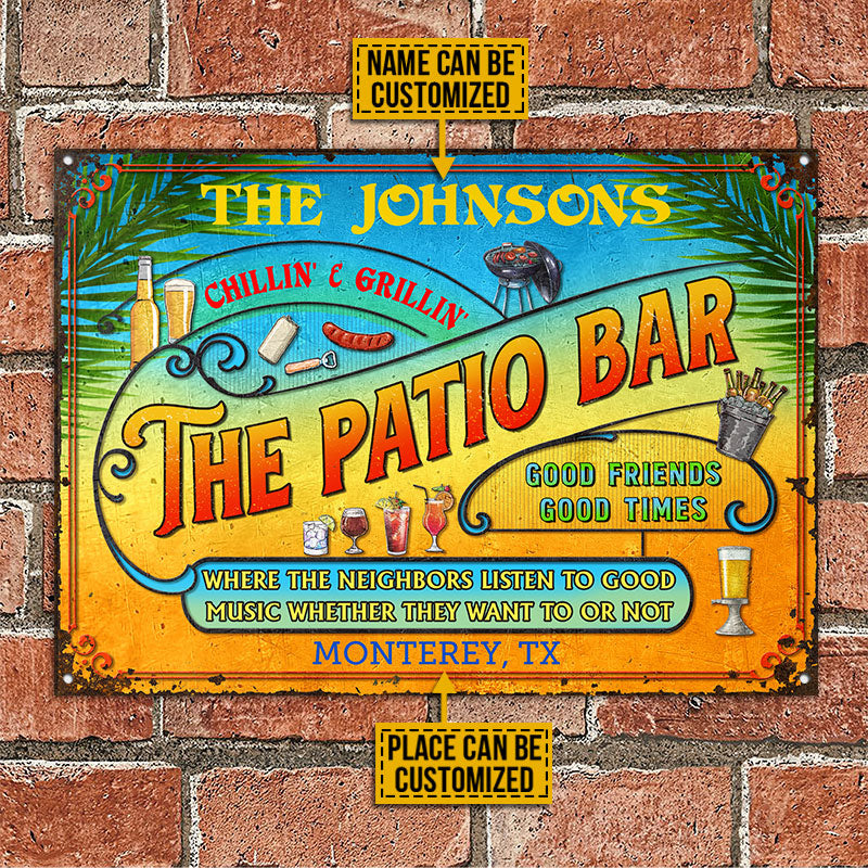 Personalized Patio Grilling Summer Listen To The Good Music Chillin Custom Classic Metal Signs