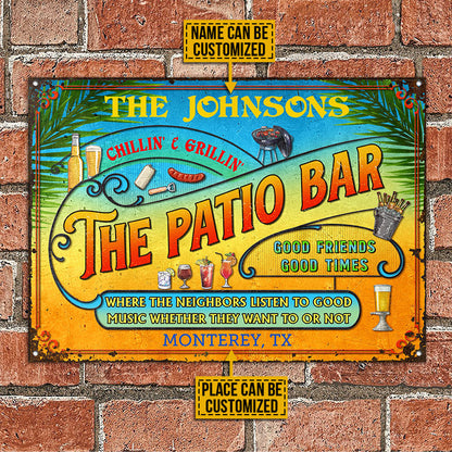 Personalized Patio Grilling Summer Listen To The Good Music Chillin Custom Classic Metal Signs