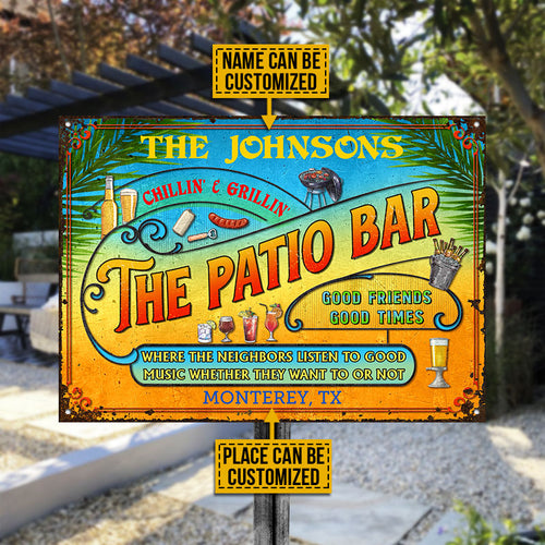 Personalized Patio Grilling Summer Listen To The Good Music Chillin Custom Classic Metal Signs