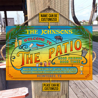 Personalized Patio Grilling Summer Listen To The Good Music Custom Wood Rectangle Sign