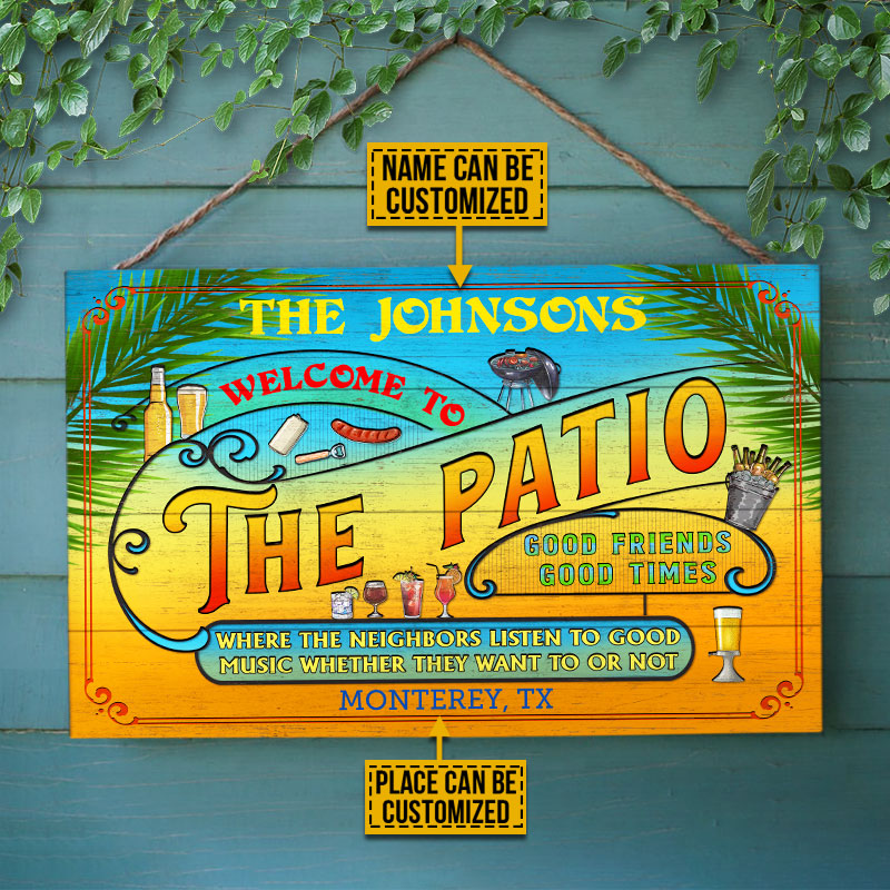 Personalized Patio Grilling Summer Listen To The Good Music Custom Wood Rectangle Sign
