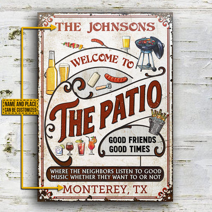 Personalized Patio Grilling Vertical Red Listen To The Good Music Custom Classic Metal Signs