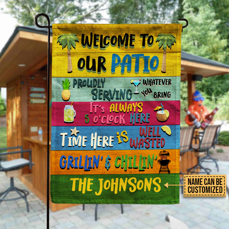 Personalized Patio Welcome Grilling Chilling Custom Flag