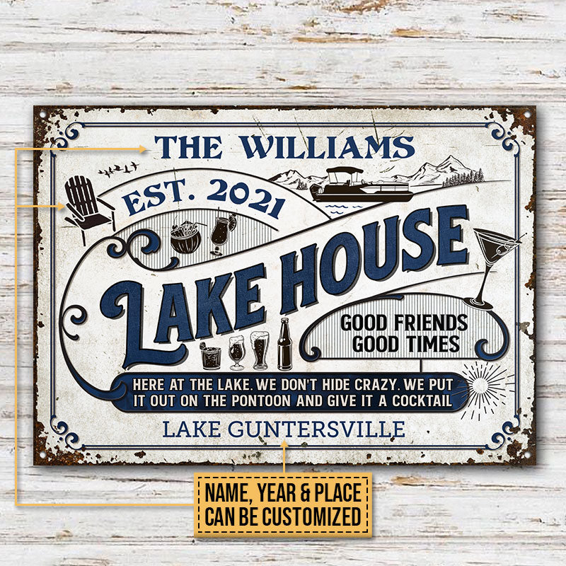 Personalized Pontoon At The Lake Custom Classic Metal Signs