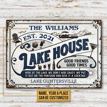 Personalized Pontoon At The Lake Custom Classic Metal Signs