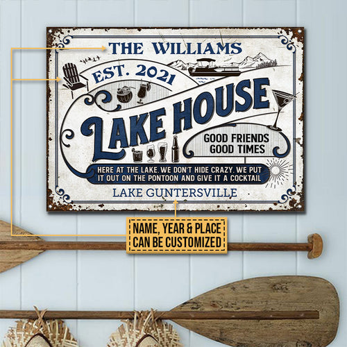Personalized Pontoon At The Lake Custom Classic Metal Signs