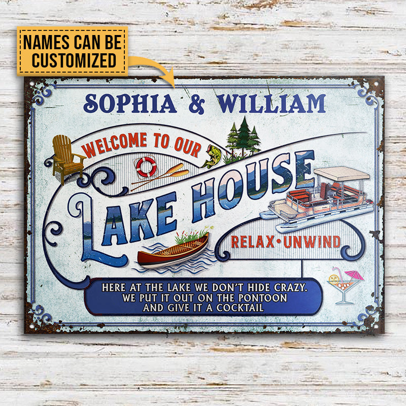 Personalized Pontoon Here At The Lake Custom Classic Metal Signs