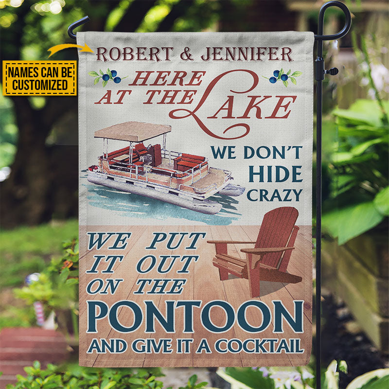 Personalized Pontoon Here At The Lake Customized Flag