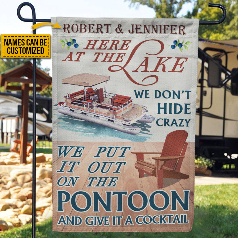 Personalized Pontoon Here At The Lake Customized Flag