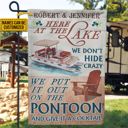 Personalized Pontoon Here At The Lake Customized Flag