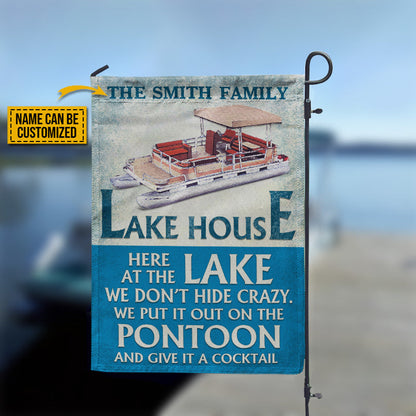 Personalized Pontoon Here At The Lake Custom Flag