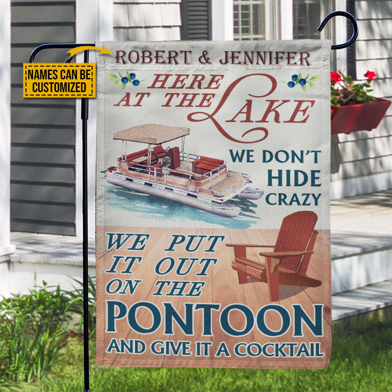 Personalized Pontoon Here At The Lake Customized Flag
