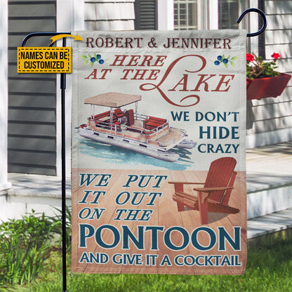 Personalized Pontoon Here At The Lake Customized Flag