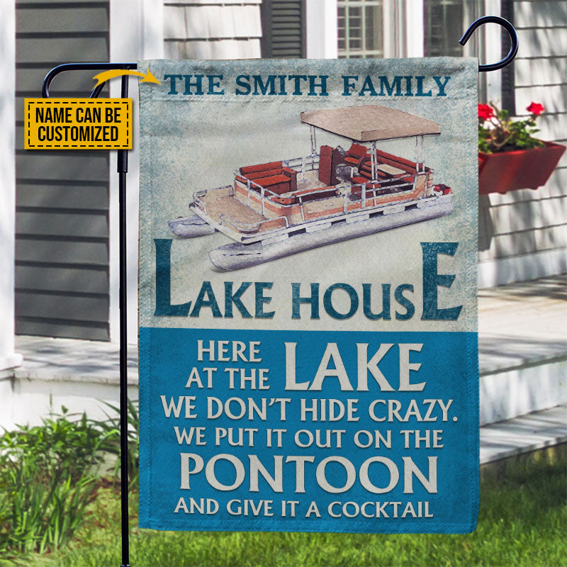 Personalized Pontoon Here At The Lake Custom Flag