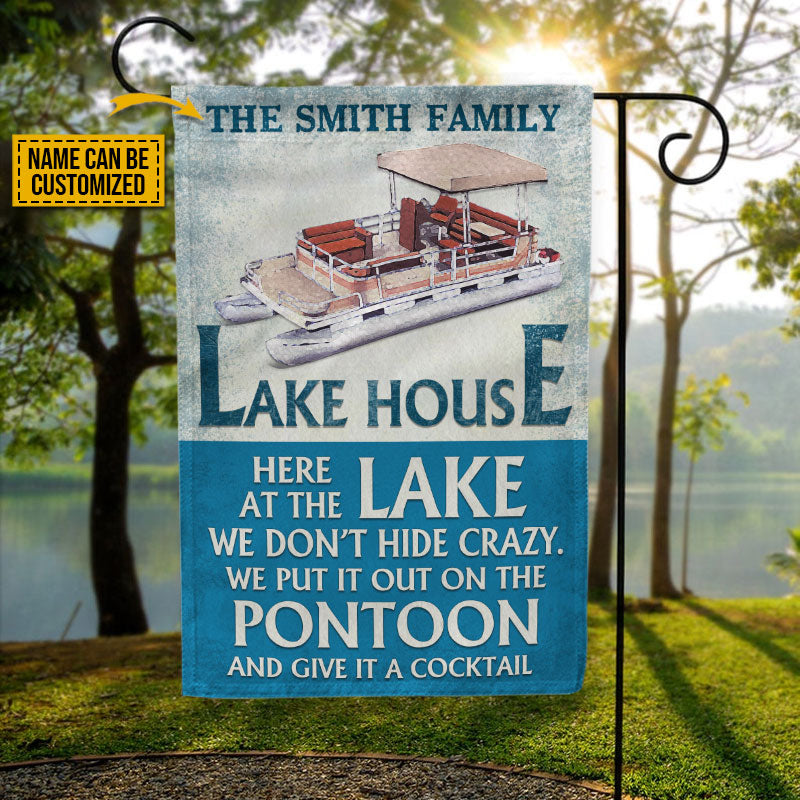 Personalized Pontoon Here At The Lake Custom Flag