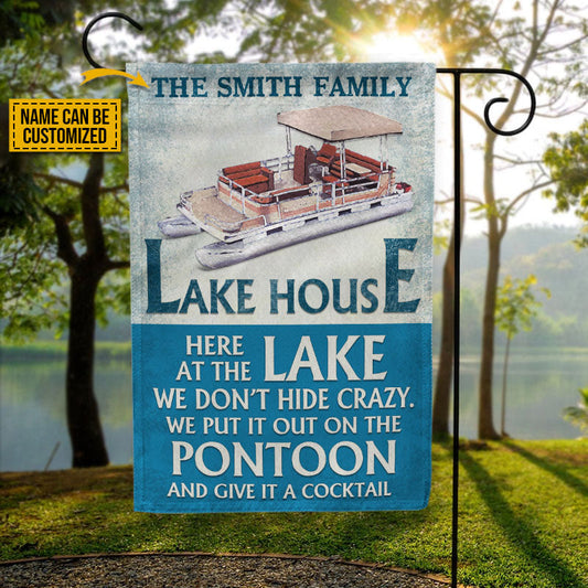 Personalized Pontoon Here At The Lake Custom Flag