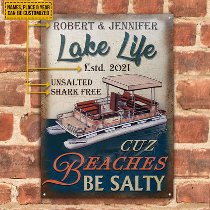 Personalized Pontoon Lake Life Salty Customized Classic Metal Signs