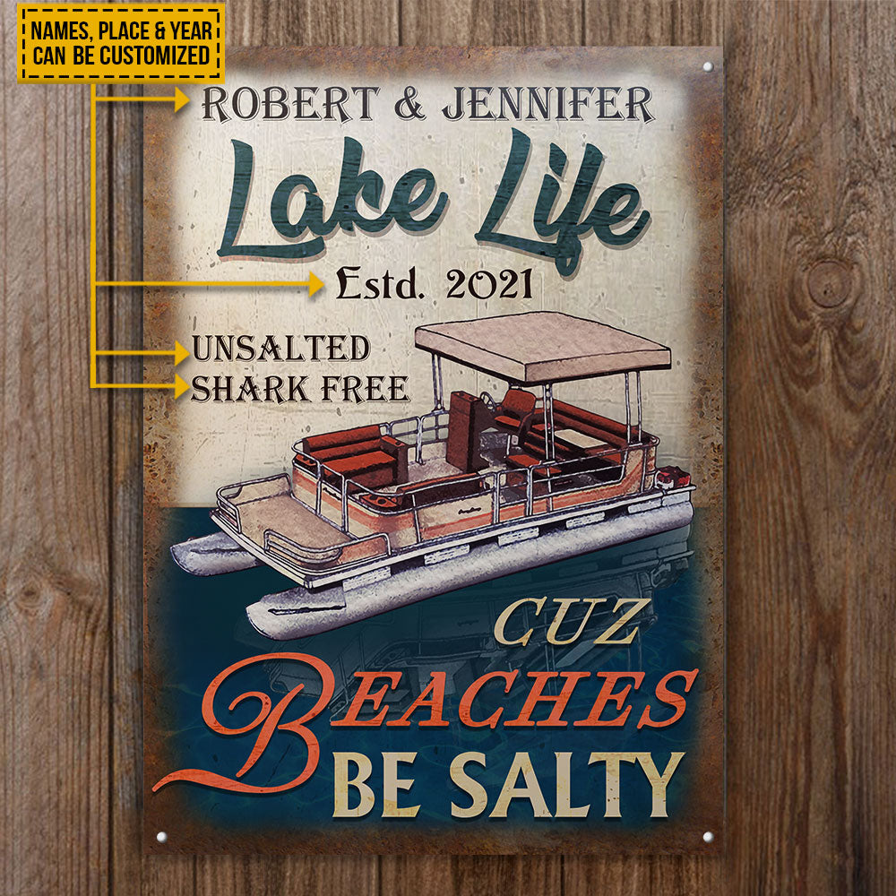 Personalized Pontoon Lake Life Salty Customized Classic Metal Signs