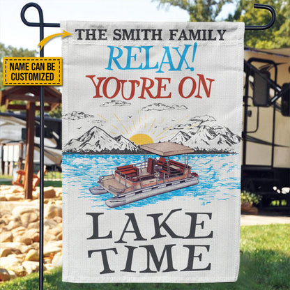 Personalized Pontoon On Lake Time Custom Flag