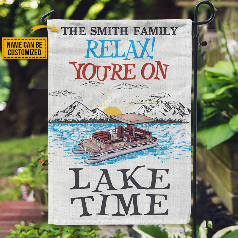 Personalized Pontoon On Lake Time Custom Flag