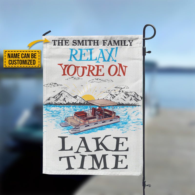 Personalized Pontoon On Lake Time Custom Flag