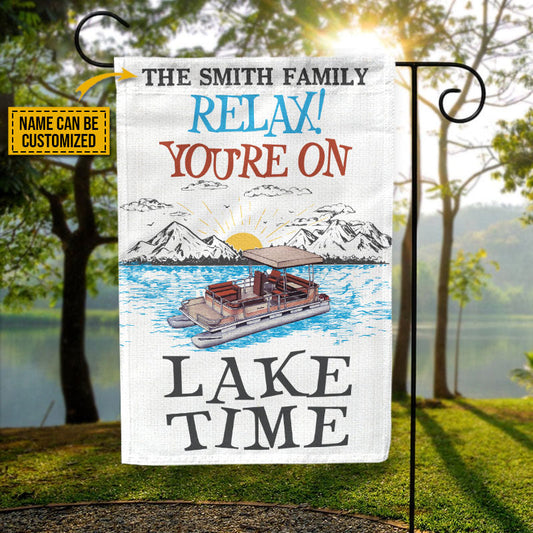 Personalized Pontoon On Lake Time Custom Flag