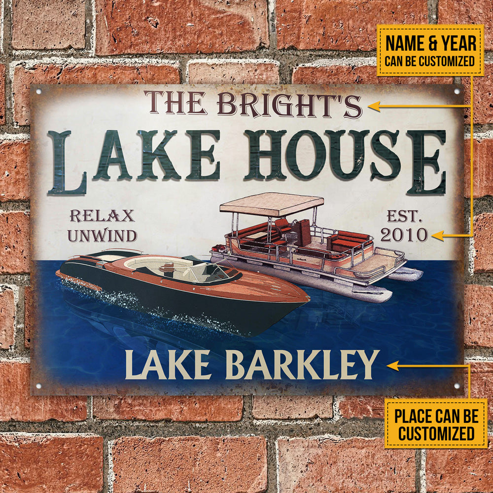 Personalized Pontoon Speedboat Lake Relax Customized Classic Metal Signs