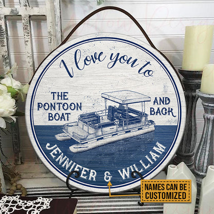 Personalized Pontoon To The Pontoon Boat Blue Customized Wood Circle Sign