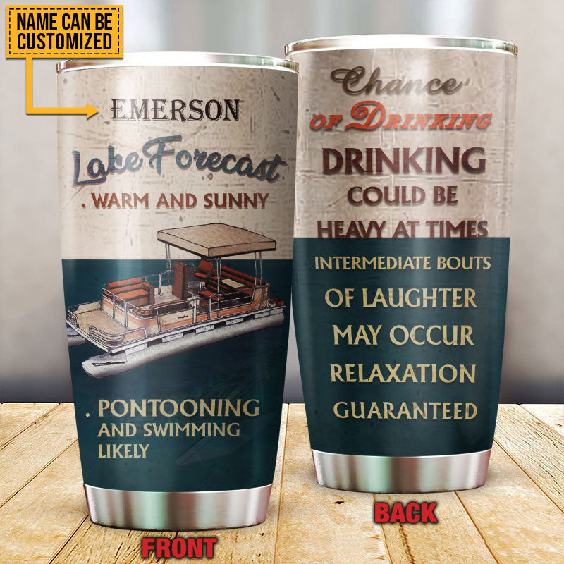 Personalized Pontooning Lake Forecast Warm And Sunny Customized Tumbler