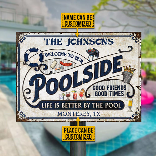 Personalized Pool Grilling Blue Life Is Better Custom Classic Metal Signs
