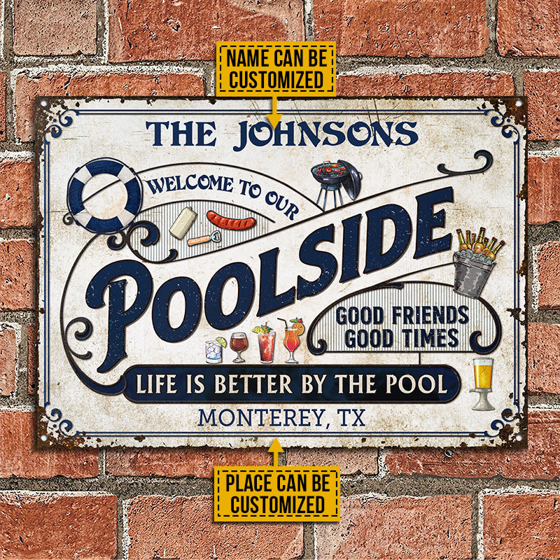 Personalized Pool Grilling Blue Life Is Better Custom Classic Metal Signs