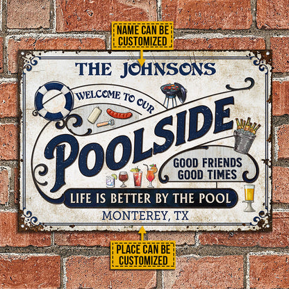 Personalized Pool Grilling Blue Life Is Better Custom Classic Metal Signs