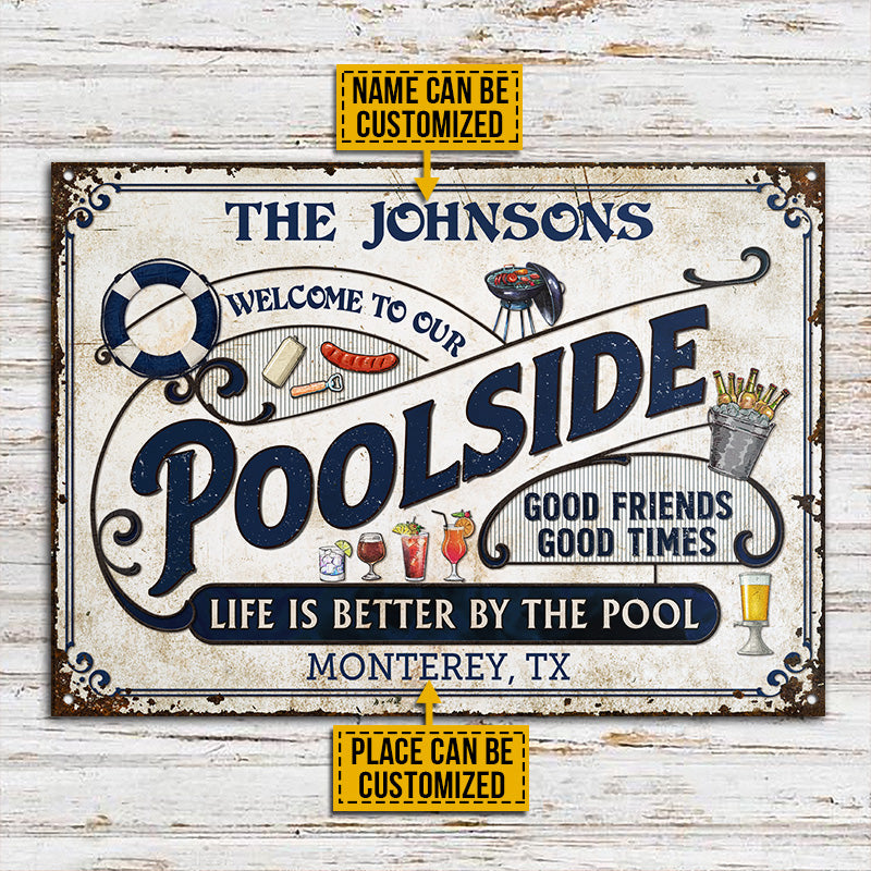 Personalized Pool Grilling Blue Life Is Better Custom Classic Metal Signs