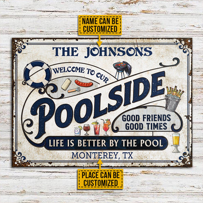 Personalized Pool Grilling Blue Life Is Better Custom Classic Metal Signs