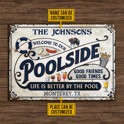 Personalized Pool Grilling Blue Life Is Better Custom Classic Metal Signs