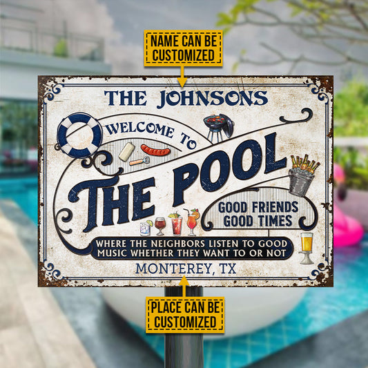 Personalized Pool Grilling Blue Listen To The Good Music Custom Classic Metal Signs