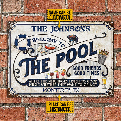Personalized Pool Grilling Blue Listen To The Good Music Custom Classic Metal Signs