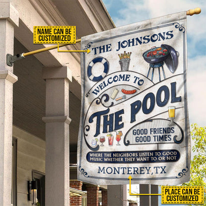 Personalized Pool Grilling Blue Listen To The Good Music Custom Flag