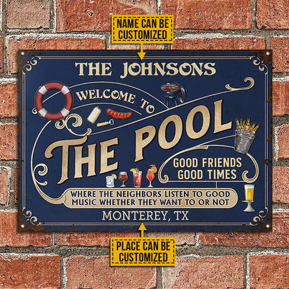 Personalized Pool Grilling Blue Listen To The Good Music Full Custom Classic Metal Signs