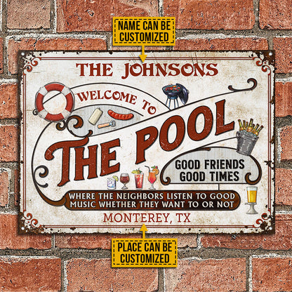 Personalized Pool Grilling Red Listen To The Good Music Custom Classic Metal Signs