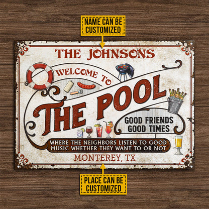 Personalized Pool Grilling Red Listen To The Good Music Custom Classic Metal Signs