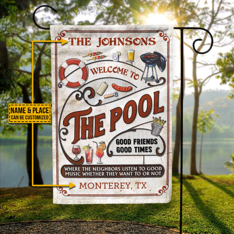 Personalized Pool Grilling Red Listen To The Good Music Custom Flag