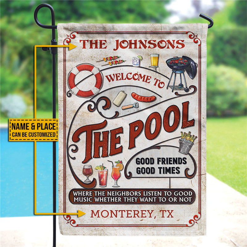 Personalized Pool Grilling Red Listen To The Good Music Custom Flag