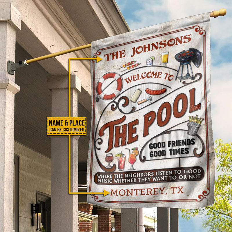 Personalized Pool Grilling Red Listen To The Good Music Custom Flag