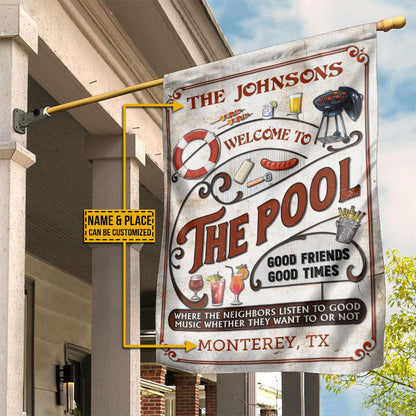 Personalized Pool Grilling Red Listen To The Good Music Custom Flag