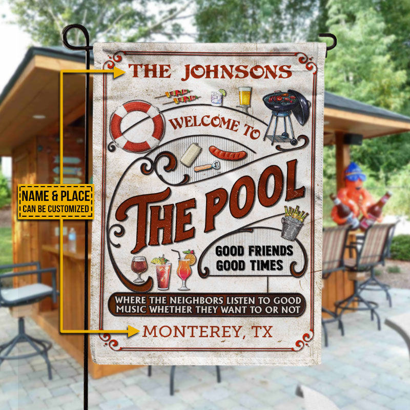 Personalized Pool Grilling Red Listen To The Good Music Custom Flag