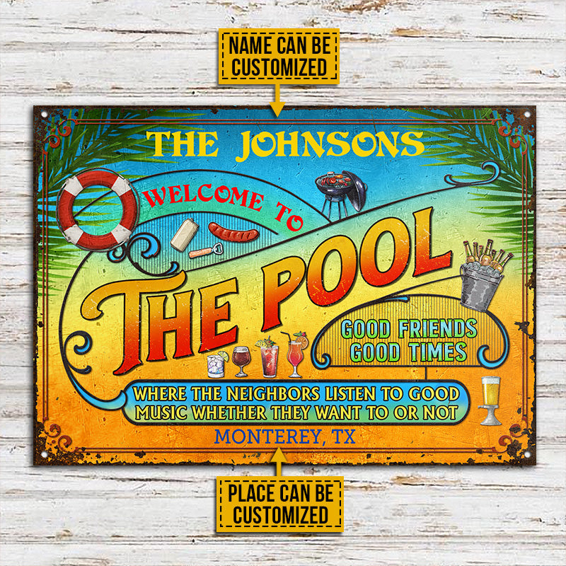 Personalized Pool Grilling Summer Listen To The Good Music Custom Classic Metal Signs
